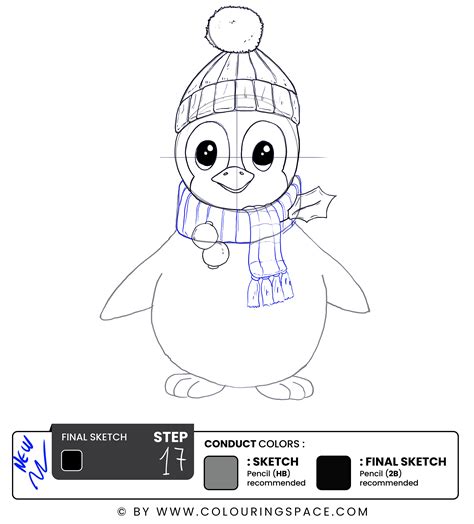 Christmas Penguin Sketch: Fun Drawing Lessons - Colouringspace