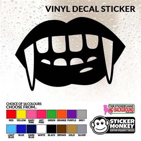 Vampire Teeth Vinyl Sticker With 6 Size And 16 Colour Etsy Vinyl