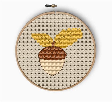 Autumn Acorn Cross Stitch Pattern Pdf Forest Cute Pattern Etsy