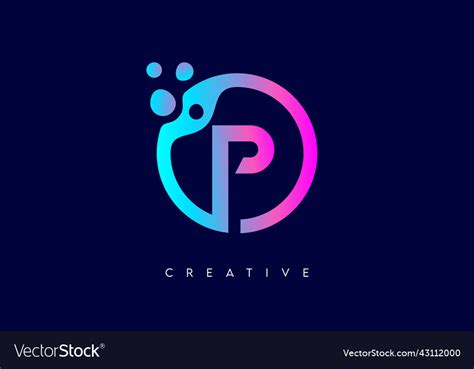 Letter P Logo With Dots And Bubbles Inside Vector Image