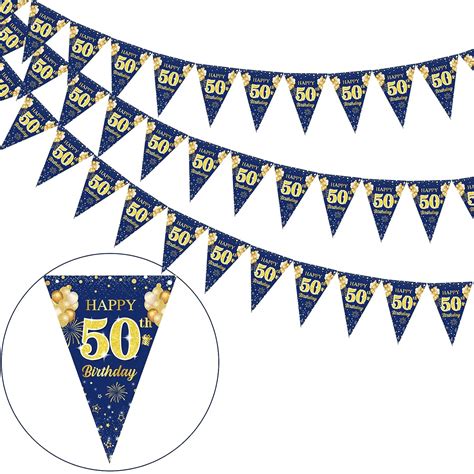 50th Birthday Decorations Navy And Gold 3 Pack Navy Blue And Gold