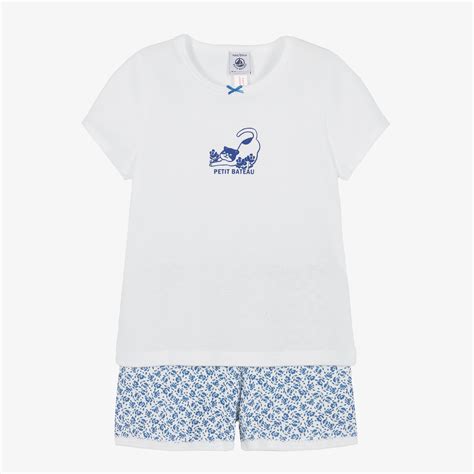 Petit Bateau - Girls Ivory Cotton Pyjamas | Childrensalon