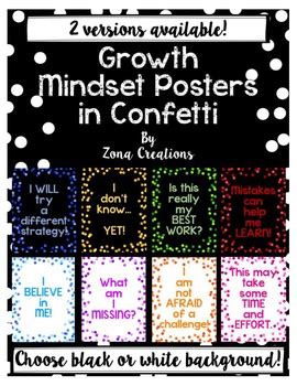 Growth Mindset Poster Set In Confetti Versions Available By Zona