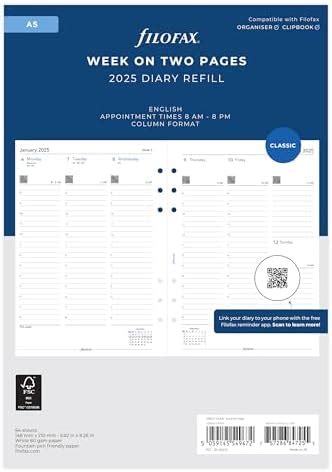 Filofax A5 Week On Two Pages Column Format English 2025 Diary Amazon