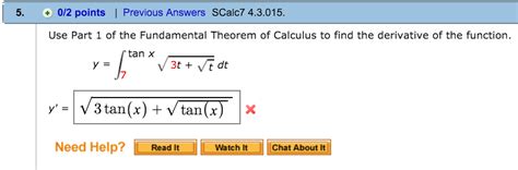 Solved Use Part 1 Of The Fundamental Theorem Of Calculus To