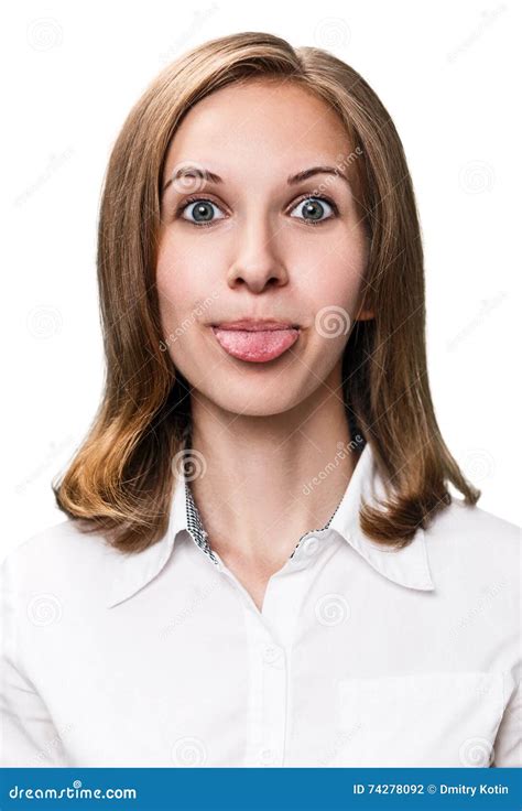 Young Woman Showing Grimace With Tongue Stock Photo Image Of Clean