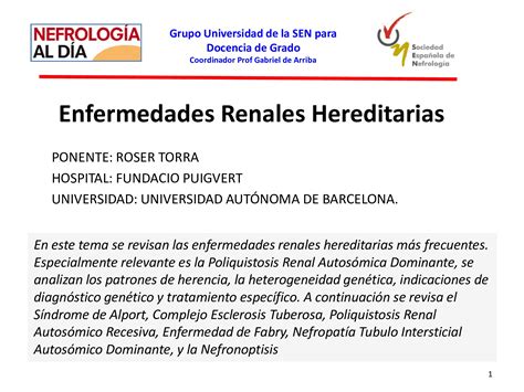 Enfermedades Renales Hereditarias Nefrolog A Al D A