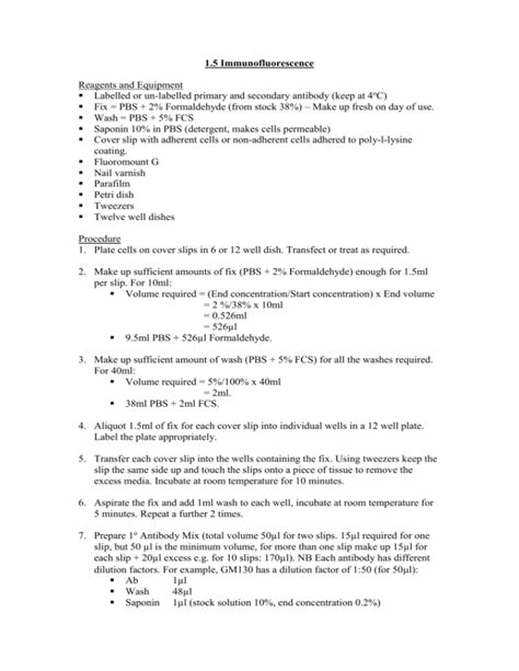 Immunofluorescence Labelling Protocol