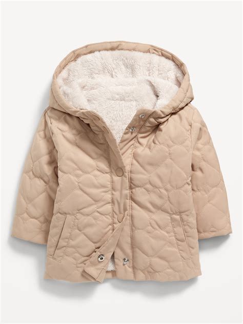 Quilted Heart Hooded Snap Front Jacket For Baby Old Navy