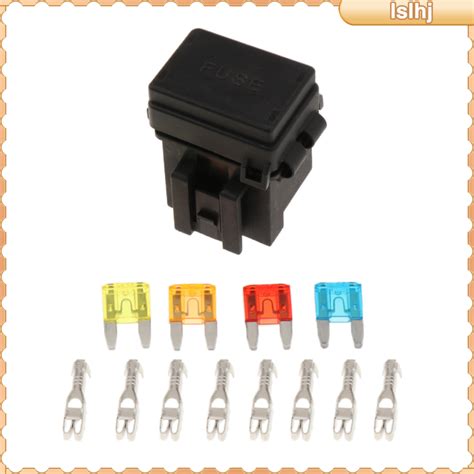 Automotive Rv Boat Fuse Relay Holder 4 Slot Relay Box 1 Relay 4 Fuses