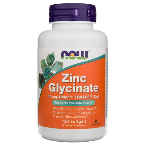 Now Foods Zinc Glycinate Glycinát zinečnatý 30mg za 287 Kč Allegro