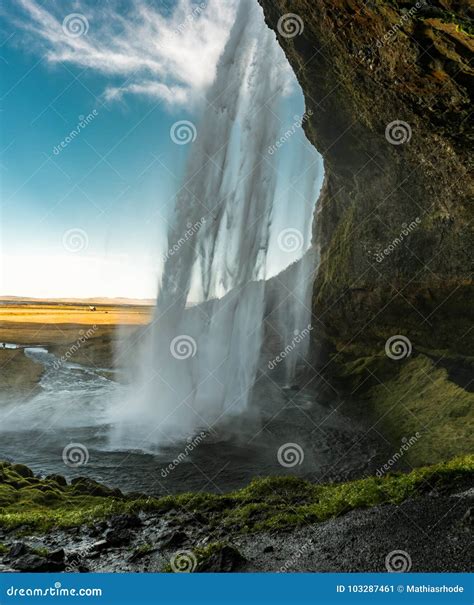 Cave Behind Seljalandsfoss Waterfall in Iceland with Long Exposu Stock Image - Image of ...