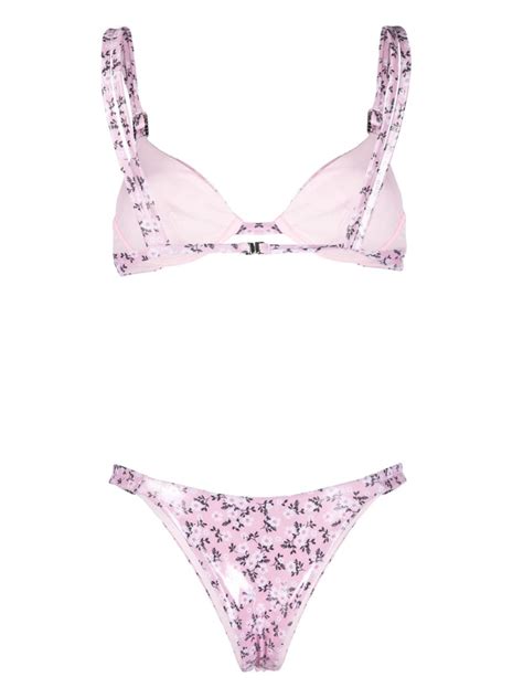 Alessandra Rich Daisy Print Laminated Bikini Farfetch