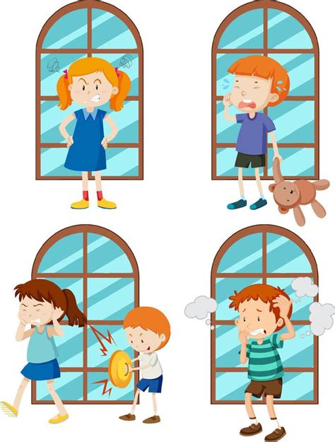 Set of simple kids cartoon characters 8138369 Vector Art at Vecteezy