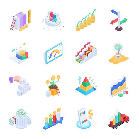 Premium Vector Bundle Of Investment Growth Isometric Icons