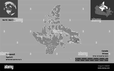 Shape Of Nunavut Territory Of Canada And Its Capital Distance Scale