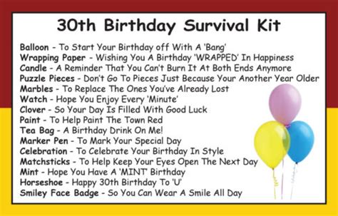 30th Birthday Survival Kit In A Can Funny Happy Birthday T And Card