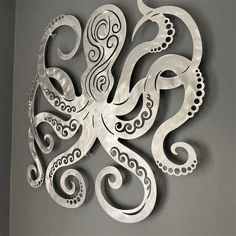 Octopus Outdoor Metal Wall Art Bathroom Wall Art Sea Etsy Outdoor