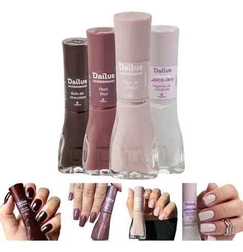 Kit Esmalte Dailus 4 Cores Tons De Nude Marrom Cremoso MercadoLivre
