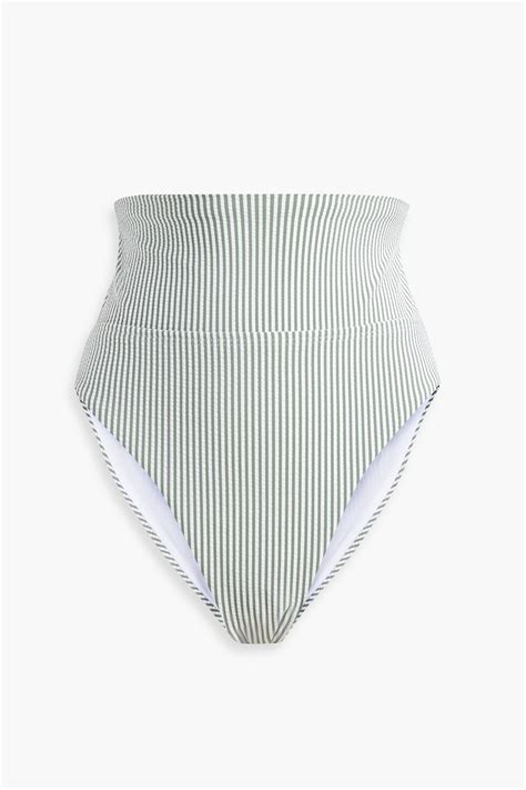 Onia Emelia Striped Seersucker High Rise Bikini Briefs The Outnet