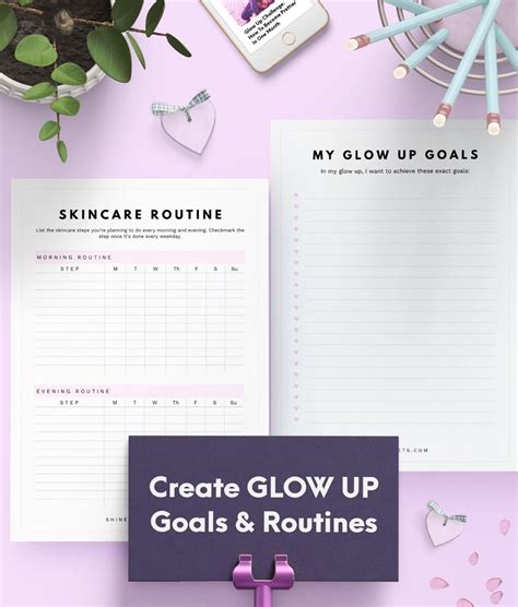 Glow Up Planner Printable Glow Up Journal Beauty Planner Etsy Uk