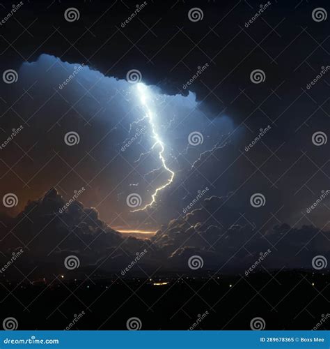 A Thunderstorm in the Night Sky. a Thunderstorm in the Night Sky Stock ...