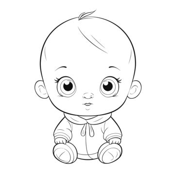 Dibujo De Bebé Para Colorear Imágenes Niños Esquema Bosquejo Vector PNG ...