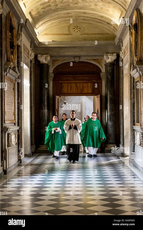 Vatican November 19 2017 Procession Of Priests Approaching In