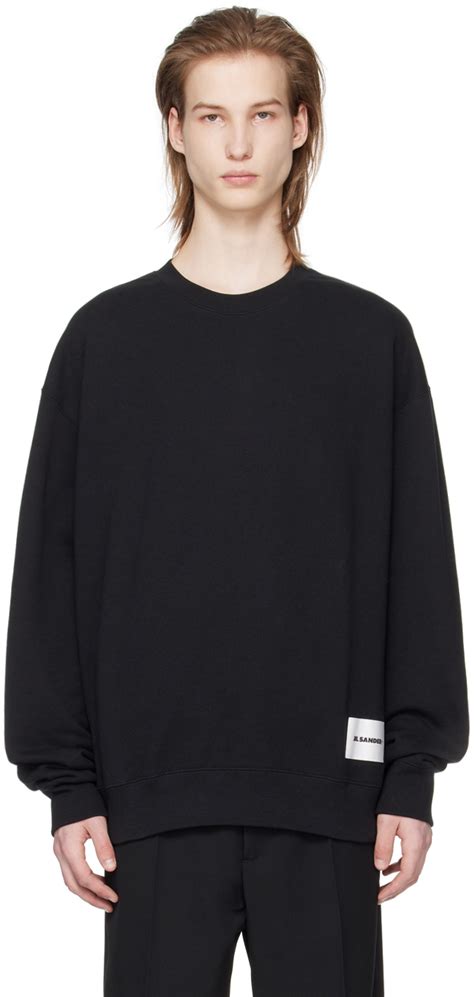 Jil Sander Pull Molletonn Noir Col Ras Du Cou Ssense France