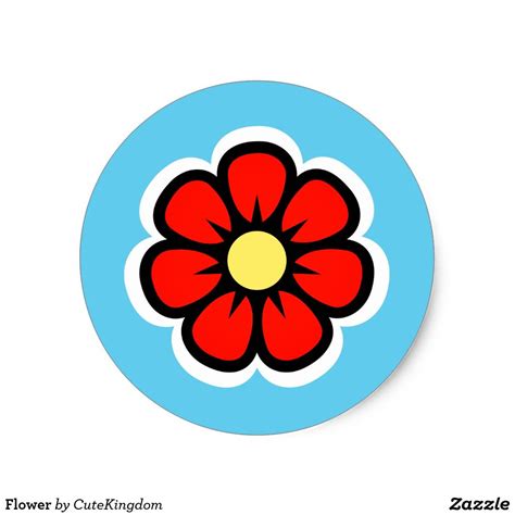 Flower Classic Round Sticker Background Colour Can Be Changed