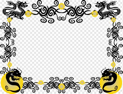 Drag O Chin S Ano Novo Dragon Border S Drag O Texto Simetria Png