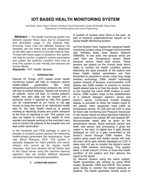 Pdf Iot Based Health Monitoring System