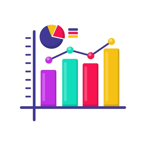 Statistics Icon With Colorful Flat Style Isolated On White Background