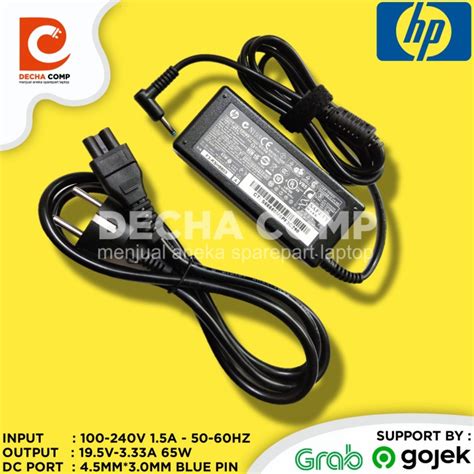 Promo Adaptor Charger Original Laptop HP 14 Series 19 5V 3 33A 65W Blue