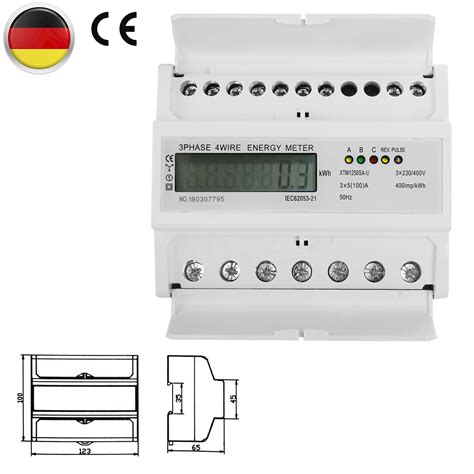 LCD Drehstromzähler Geeicht Für DIN Hutschiene 3 Phasen 4 Draht