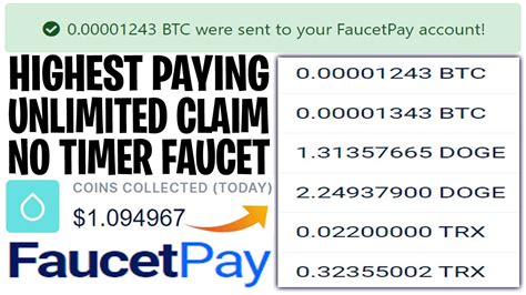 Highest Paying Free Faucet Claim No Earning Limit Unlimited Faucet