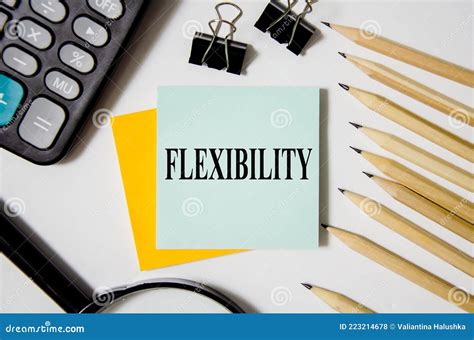 Flexibility The Word Is Written On A Yellow Sticker With A Pen