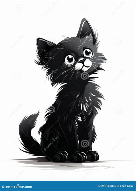 Silueta De Un Lindo Gato Negro Stock De Ilustraci N Ilustraci N De