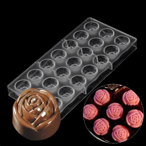 Saint Valentin Rose Forme De Fleur Pc Moule Chocolat En Polycarbonate