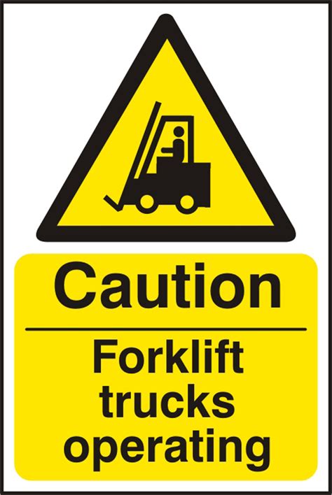 Caution Forklift Trucks Operating Sign White Yellow