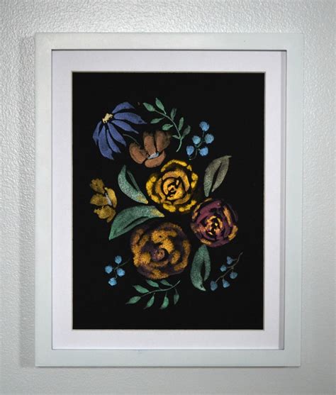 Flower Metallic Watercolor Painting Black Watercolor Paper Etsy