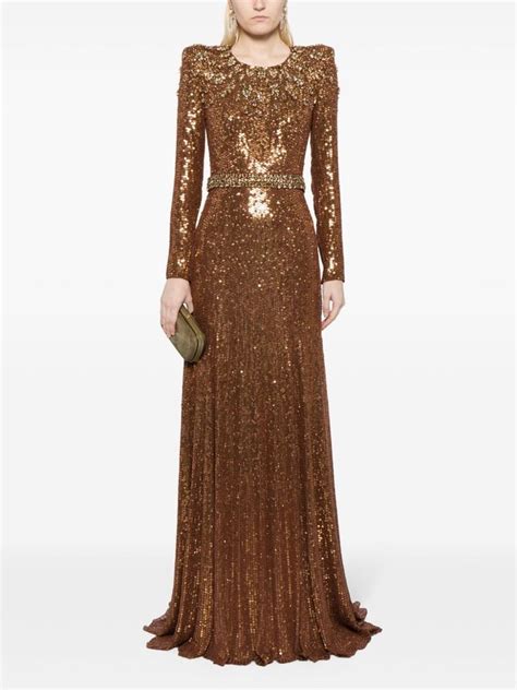 Jenny Packham Georgia Sequined Long Sleeve Gown Farfetch In 2024