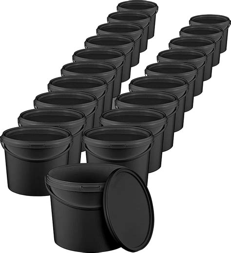 BenBow Seau Avec Couvercle 3L Noir 100x 3 Litre Apte Au Contact