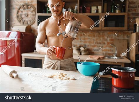 Nude Man Cooking Romantic Dinner On Stock Photo 1504435919 Shutterstock