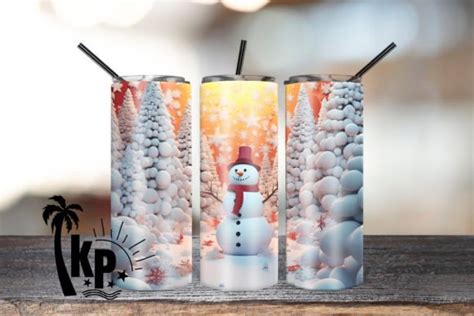 Cheerful Snowman Christmas Tumbler Wrap Graphic By Khampol Shop Design