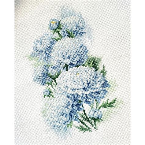 Kit point de croix RIOLIS 2140 Chrysanthèmes délicats 21x30cm