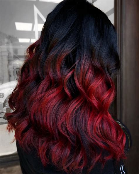 Cabelo Preto E Vermelho - Ombré hair vermelho: 50 ideias para iluminar o cabelo em cores | Black ...