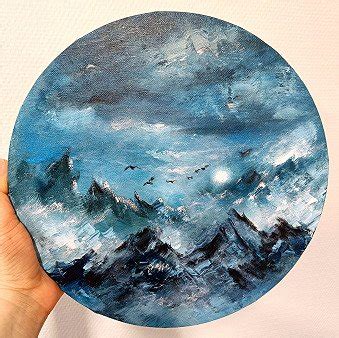 Mountain Moonlight Landscape Painting By Eleonora Taranova Art