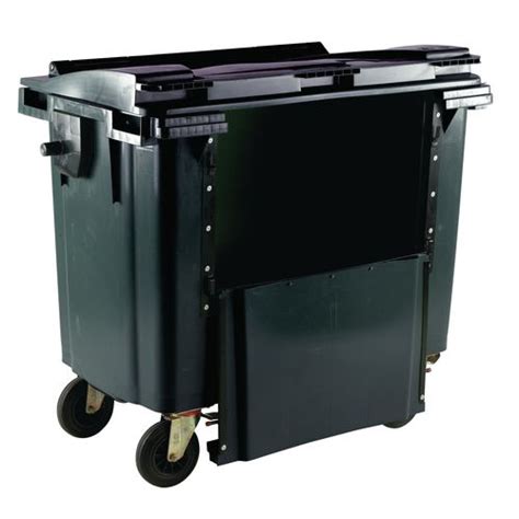 Wheelie Bin 1100 Litre With Drop Down Front Flat Lid Grey 1100l Grey