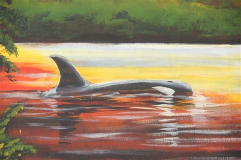 Killer Whale and Sunset Painting - Canadian Indigenous Art Inc.